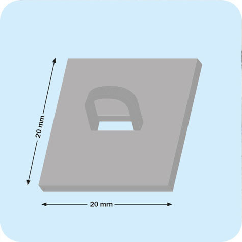 legatoria Basetta autoadesive con occhiello, 20x20mm BIANCO, in plastica bianca, sezione quadrangolare.