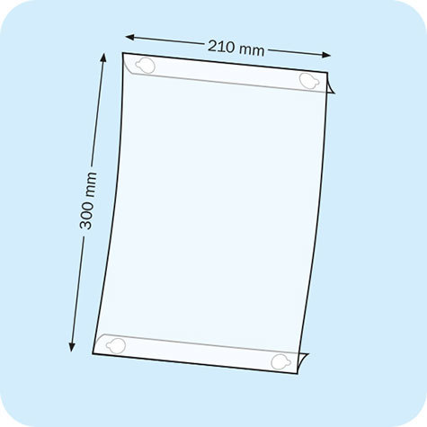 legatoria Porta cartello A4, verticale autoadesivo SEMITRASPARENTE, con 4 DISCHI ADESIVI, formato A4 (211x300mm). In PVC rigido da 400 micron antiriflesso.