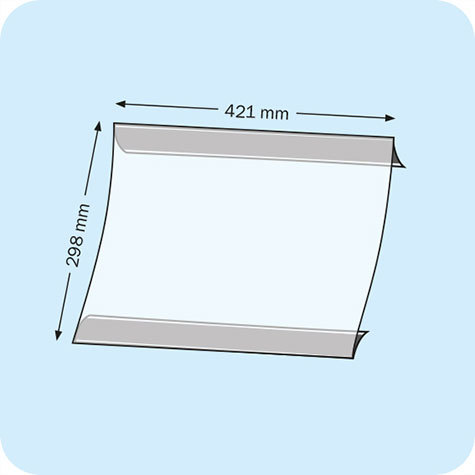 legatoria Porta cartello A3, orizzontale magnetico SEMITRASPARENTE, con 2 STRIP MAGNETICI, ormato A3 (298x421mm). In PVC rigido da 400 micron antiriflesso.