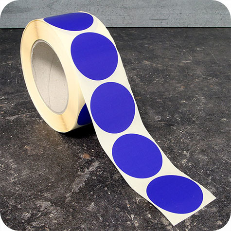 legatoria Bollini autoadesivi colorati diametro 40mm BLU, adesivo permanente, in rotolo.