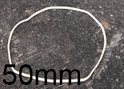 legatoria Elastici diametro 50mm BIANCO, sezione 1,2x1,5mm. gomma all'80%. 500 grammi. Larghezza: 1,5mm, spessore: 1,2mm.
