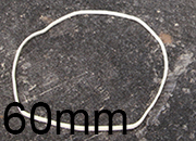 legatoria Elastici diametro 60mm BIANCO, sezione 1,2x1,5mm. gomma all'80%. 500 grammi. Larghezza: 1,5mm, spessore: 1,2mm.