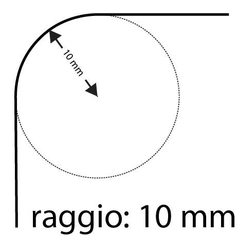 legatoria Fustella arrotondangoli raggio10mm Fustella per arrotonda angoli raggio 10mm, fustella fino a spessori di 10mm, r10.