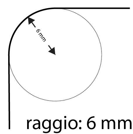 legatoria Fustella arrotondangoli raggio6mm Fustella per arrotonda angoli raggio 6mm, fustella fino a spessori di 10mm, r6.
