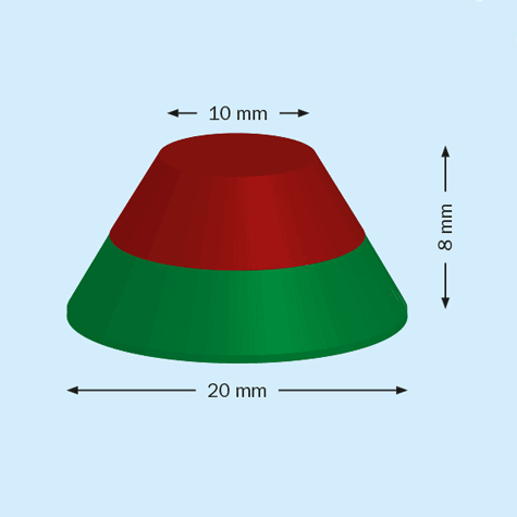 legatoria Calamita conica, diametro 20x10mm Calamita conica, superficie inferiore di diametro 20mm, superiore di 10mm; altezza 10mm (forza di attrazione: 4900gr).