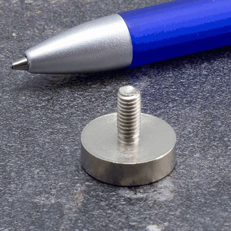 legatoria Magnete con vite, 16mm NICHELATO, in metallo, con magnete al neodimio N42. Diametro: 16mm, altezza: 13.5mm (forza di attrazione:8000g).