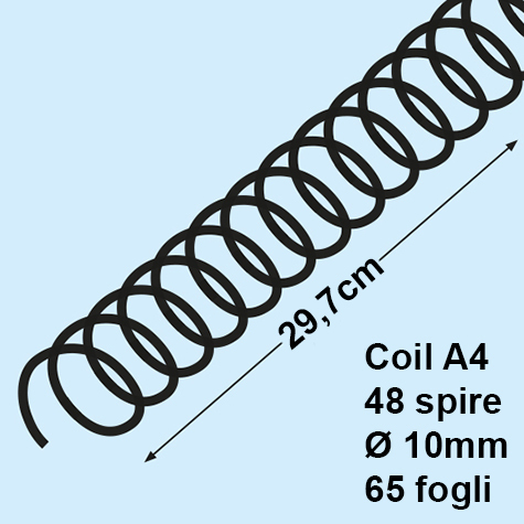 legatoria Spirali plastiche COIL, 10mm, TRASPARENTE formato: A4. Diametro: 10mm. Capacit: 65 fogli. Colore: trasparente. .