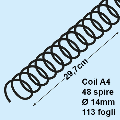 legatoria Spirali plastiche COIL, 14mm, BIANCO formato: A4. Diametro: 14mm. Capacit: 113 fogli. Colore: bianco. .
