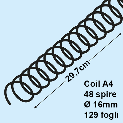 legatoria Spirali plastiche COIL, 16mm, BIANCO formato: A4. Diametro: 16mm. Capacit: 129 fogli. Colore: bianco. .