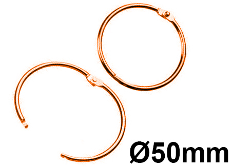 legatoria Anelli apribili metallo RAMATO 50mm RAMATO. Diametro interno: 50mm, diametro esterno 57,50mm spessore filo: 3mm.