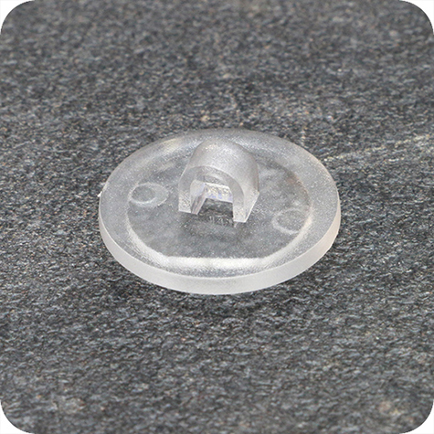 legatoria Basetta autoadesiva con occhiello, 20mm TRASPARENTE, in plastica, sezione rotonda, base autoadesiva removibile .