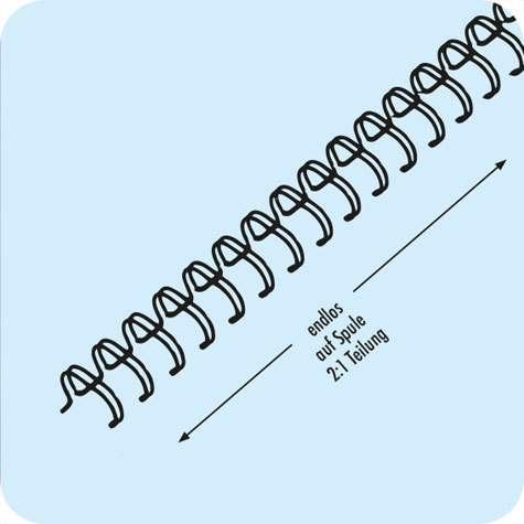 legatoria Spirali metalliche bobina 22,2mm ARGENTO passo 2:1, spessore 22,2mm (7-8 pollice), 6.000 anelli, per rilegare fino a 190 fogli da 80 grammi.