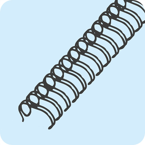 legatoria Spirali metalliche bobina15,9mm ARGENTO passo 3:1, spessore 15,9mm (5-8 pollice), 16.000 anelli, per rilegare fino a 135 fogli da 80 grammi.