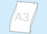 legatoria Porta cartello A3, verticale appendibile SEMITRASPARENTE, con 2 FORI PER APPENSIONE (5mm), formato A3 (298x421mm) aperto su due lati. In PVC rigido da 400 micron antiriflesso LEG4333