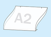 legatoria Porta cartello A2 orizzontale appendibile SEMITRASPARENTE, con 2 FORI PER APPENSIONE (5mm), formato A2 (420x596mm). In PVC rigido da 400 micron antiriflesso LEG4395