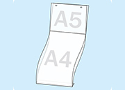 legatoria Porta cartelli A4-A5 appendibile SEMITRASPARENTE, con 2 FORI PER APPENSIONE (5mm), per inserire verticalmente formati A4 (210x297mm) e orrizontalmente formati A5 (210x165mm). In PVC rigido da 400 micron LEG4399