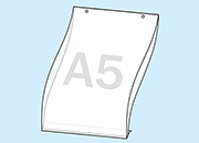 legatoria Porta cartello A5, verticale appendibile TRASPARENTE, con 2 FORI PER APPENSIONE (5mm), formato A5 (210x165mm). In PVC rigido da 400 micron LEG4400