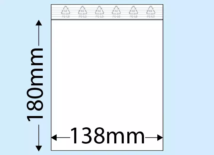 legatoria Sacchetti richiudibili (minigrip), 138x180mm TRASPARENTE, in polietilene da 50 micron, aperti sul lato corto, con zip di chiusura.