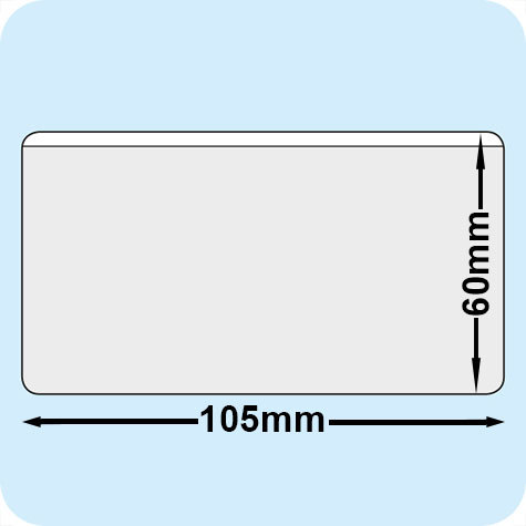 legatoria Portabiglietti da visita adesivo 105x60mm Business Card Pocket in vinile trasparente, apertura sul lato lungo, il foglio frontale  ribassato e il retro autoadesivo.