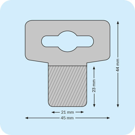 legatoria Appendini trasparenti autoadesivi per blister 40x45mm foratura standard europea a T, in PET da 400micron, per oggetti fino a 400 grammi. In rotolo.