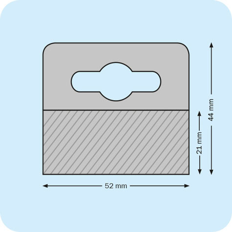 legatoria Appendini trasparenti autoadesivi per blister 44x52mm foratura standard europea. In PET trasparente da 400 micron, per oggetti fino a 1000 grammi. In rotolo.
