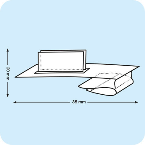legatoria Porta cartellino per binari flessibile TRASPARENTE, in plastica, 20x38mm, angolo di 90 gradi.