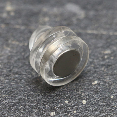 legatoria Basetta magnetica con occhiello, diametro 16mm TRASPARENTE, sezione rotonda.