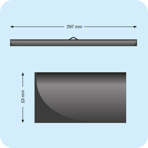 legatoria Listelli appendi poster in PVC, 297mm TRASPARENTE. In PCV rigido, spessore 13mm, consiste in una coppia di listelli (superiore ed inferiore). Il listello superiore e dotato di un gancio per l’appensione.