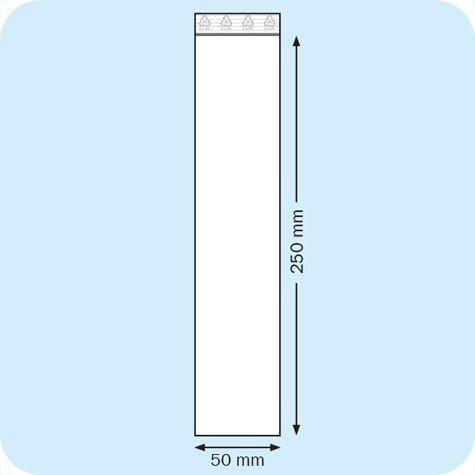 legatoria Sacchetti richiudibili (minigrip), 50x250mm TRASPARENTE, in polietilene da 50 micron, aperti sul lato corto, con zip di chiusura.