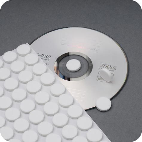 legatoria Porta CD a bottone autoadesivo BIANCO, diametro 16mm, spessore 3,5mm.
