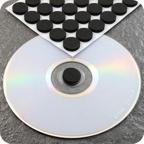 legatoria Porta CD a bottone autoadesivo NERO, diametro 16mm, spessore 3,5mm.