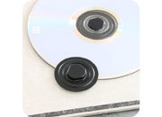 legatoria Porta CD a bottone autoadesivo NERO, diametro 35mm, in plastica con linguetta leg90
