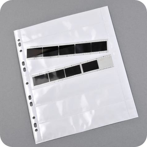 legatoria Buste portanegativi TRASPARENTE, formato A4, a perforazione universale, per archiviare 14 strip di negativi fotografici da 35mm (7 davanti e 7 dietro).