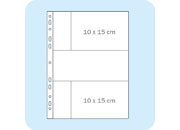 legatoria Buste portafoto 10x15cm TRASPARENTE, formato A4, a perforazione universale, per archiviare 4 foto (2 davanti e 2 dietro) in orizzontale.