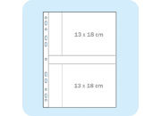 legatoria Buste portafoto 13x18cm TRASPARENTE, formato A4, a perforazione universale, per archiviare 4 foto (2 davanti e 2 dietro) in orizzontale.