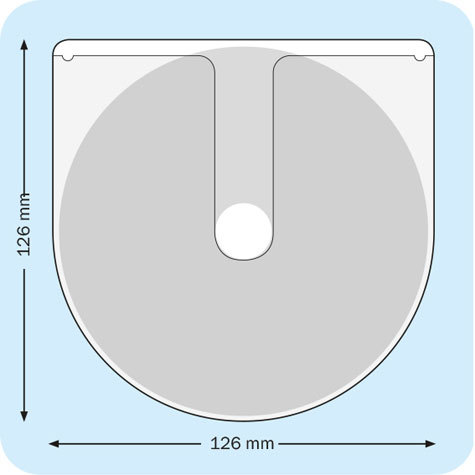 legatoria Busta autoadesiva porta CD TRASPARENTE, 126x126mm, senza patella di chiusura, con base rotonda.