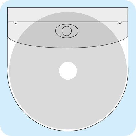 legatoria Busta autoadesiva porta CD TRASPARENTE, 126x126mm, con patella e adesivo di chiusura, con base rotonda.