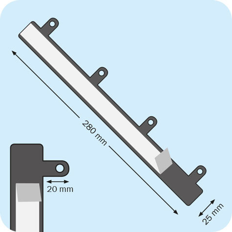 legatoria File Strip, Striscia perforata autoadesiva per archiviazione a 4 buchi, 280x25mm TRASPARENTE, in PVC rigido, lunghezza 280mmn. Interasse fori 80mm.