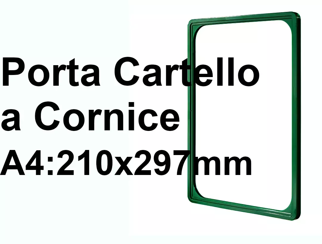 legatoria CornicePerLocandina, A4(210x297mm), VERDE Cornici di Plastica per cartelli o locandine. Dimensioni esterne 212x303mm, dimensioni riquadro interno 190x280mm. Angoli arrotondati..