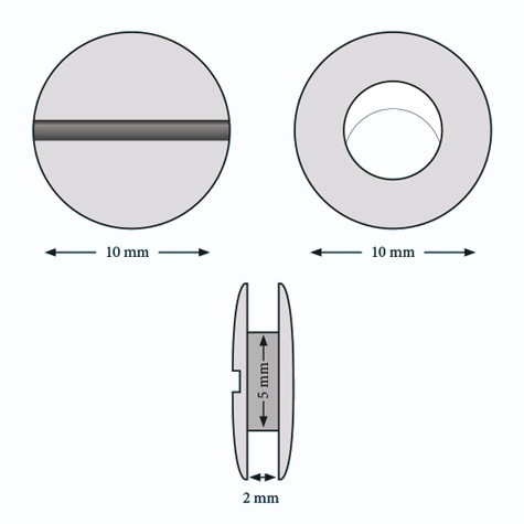 legatoria Viti sepolte rilegatura verniciate, 2mm NERO, in metallo verniciato, lunghezza mm 2. Testa diametro 10mm, tubetto diametro 5mm, una testa fissa ed una mobile. Per lunghezza, si intende la distanza INTERNA tra le due teste, che corrisponde allo spessore del volume da rilegare.