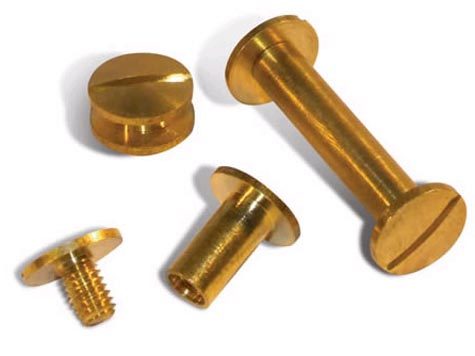 legatoria Viti sepolte rilegatura ottone 35mm tornite, diametro testa 10mm, diametro tubetto 5mm, una testa fissa ed una mobile. Per lunghezza, si intende la distanza INTERNA tra le due teste, che corrisponde allo spessore del volume da rilegare.