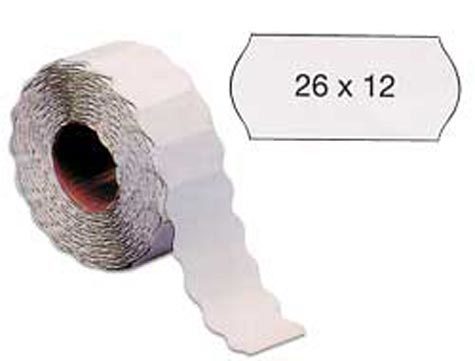 gbc Etichette 26x12 prezzatrice, PERMANENTI, BIANCO adesivo PERMANENTE, a onda, Markin, per prezzatrici Motex 2612, Airex Meto Prix, Tovel, Open.