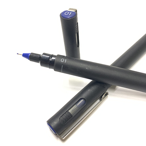 gbc Uni pin Fine Line, punta 0,1mm BLU. Nel disegno tecnico sostituisce la Rapidograf. Inchiostro liquido pigmenteto resistente alla luce e all'acqua..