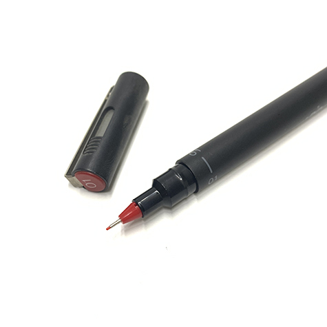 gbc Uni pin Fine Line, punta 0,1mm ROSSO. Nel disegno tecnico sostituisce la Rapidograf. Inchiostro liquido pigmenteto resistente alla luce e all'acqua..