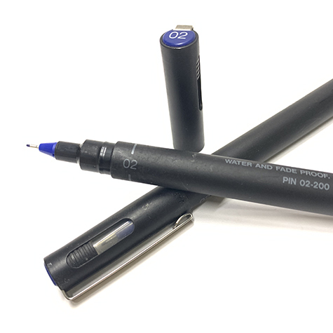 gbc Uni pin Fine Line, punta 0,2mm BLU. Nel disegno tecnico sostituisce la Rapidograf. Inchiostro liquido pigmenteto resistente alla luce e all'acqua..