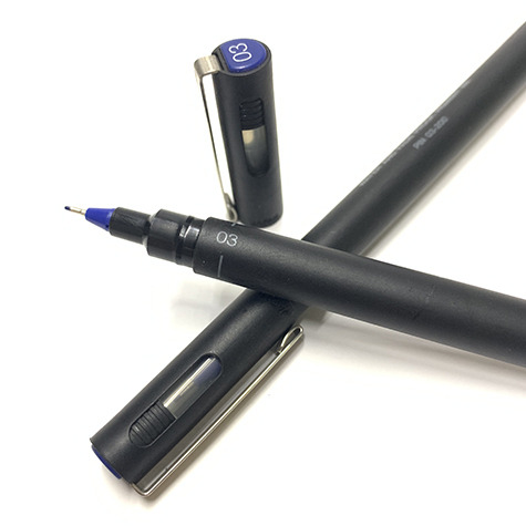 gbc Uni pin Fine Line, punta 0,3mm BLU. Nel disegno tecnico sostituisce la Rapidograf. Inchiostro liquido pigmenteto resistente alla luce e all'acqua..