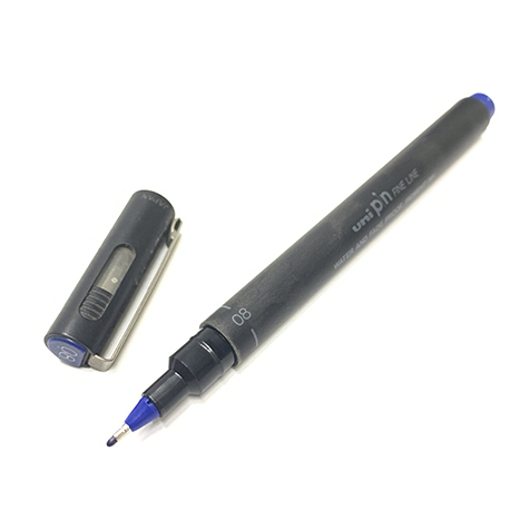 gbc Uni pin Fine Line, punta 0,8mm BLU. Nel disegno tecnico sostituisce la Rapidograf. Inchiostro liquido pigmenteto resistente alla luce e all'acqua..