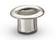 legatoria Occhiello metallico per fori diametro 5 mm. altezza 4.3 mm NICHELATO, testa diametro 8,5 mm mom3