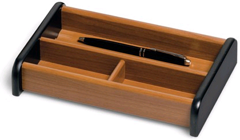 gbc Base portapenne da scrivania in legno bicolore, vari scomparti.