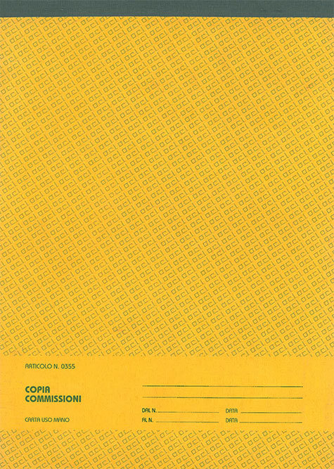 gbc Copia Commissioni formato a4 (21x29,7cm), 100 pagine, carta uso mano, rilegatura pinzata in testa + zigrinatura per lo strappo.